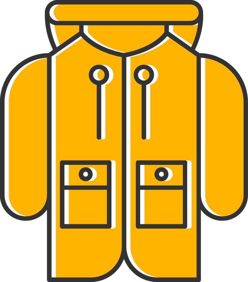 Rain Coat Line Filled Slip Icon vector