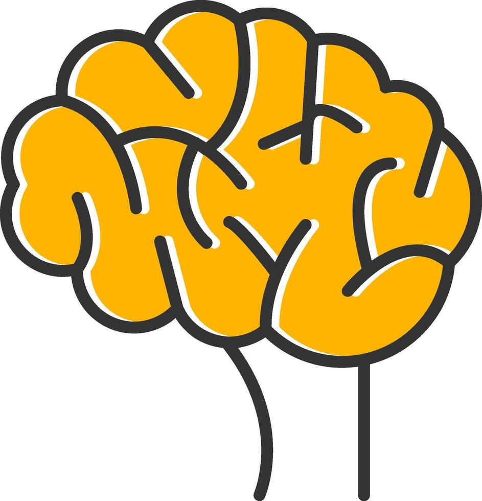 Human Brain Line Filled Slip Icon vector