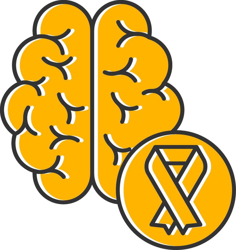 Brain Grey Ribbon Line Filled Slip Icon vector