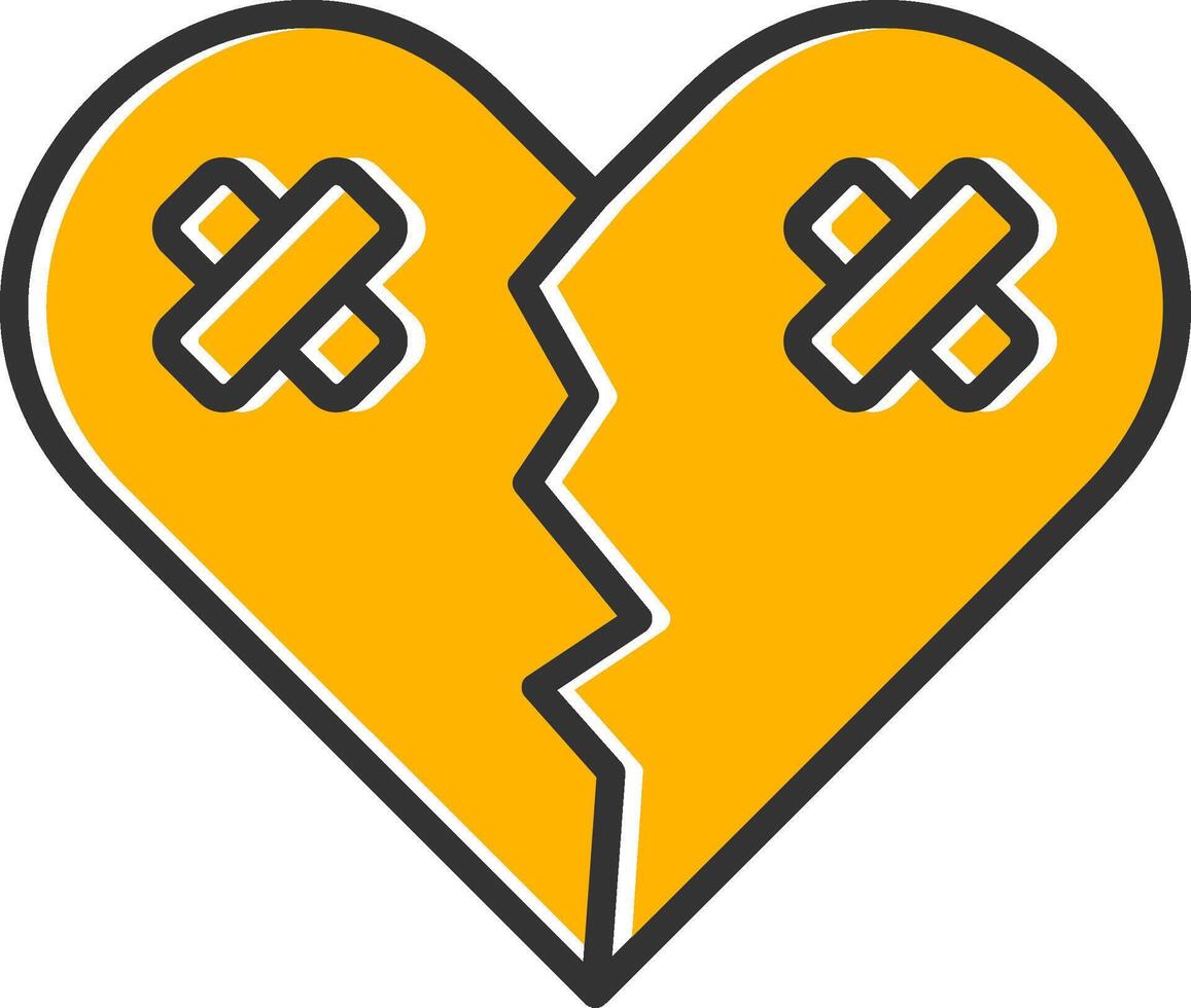 Broken Heart Line Filled Slip Icon vector