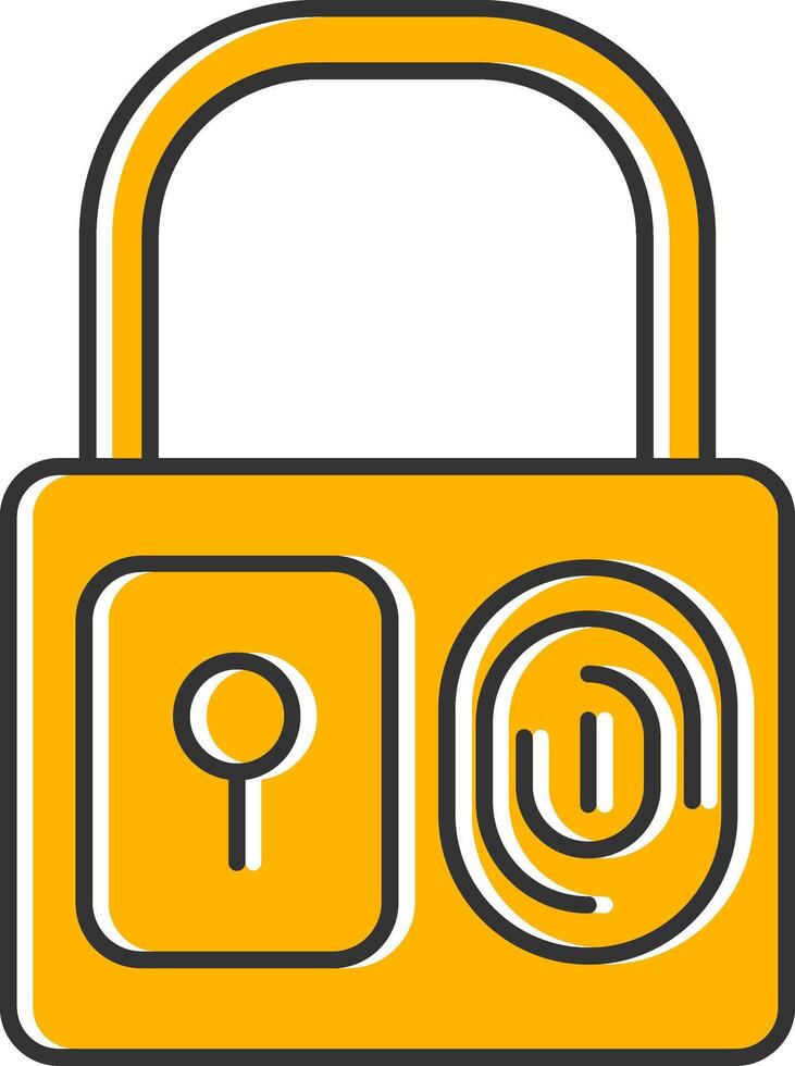 Fingerprint Lock Line Filled Slip Icon vector