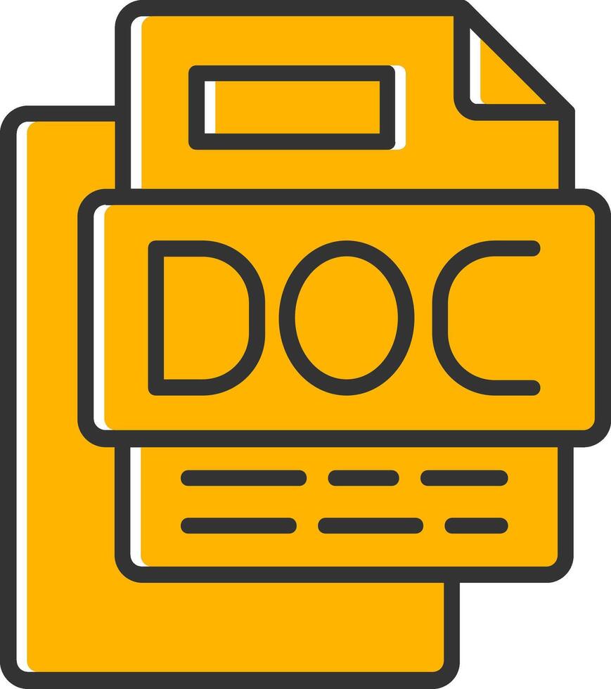 DOC File Line Filled Slip Icon vector