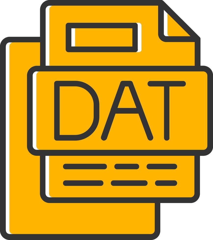 Dat File Line Filled Slip Icon vector