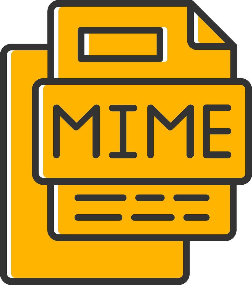 Mime File Line Filled Slip Icon vector