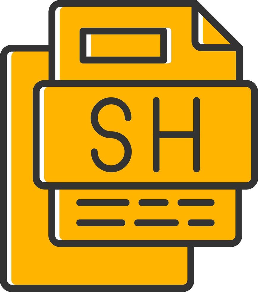 Sh File Line Filled Slip Icon vector
