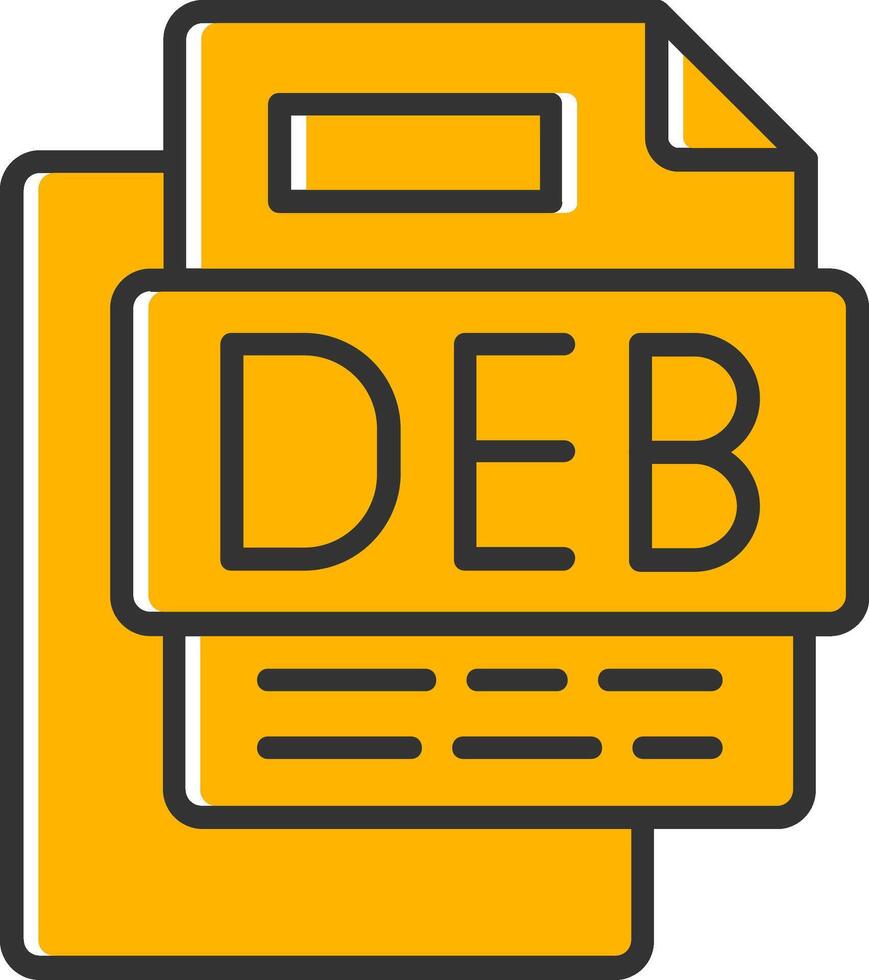 Deb File Line Filled Slip Icon vector