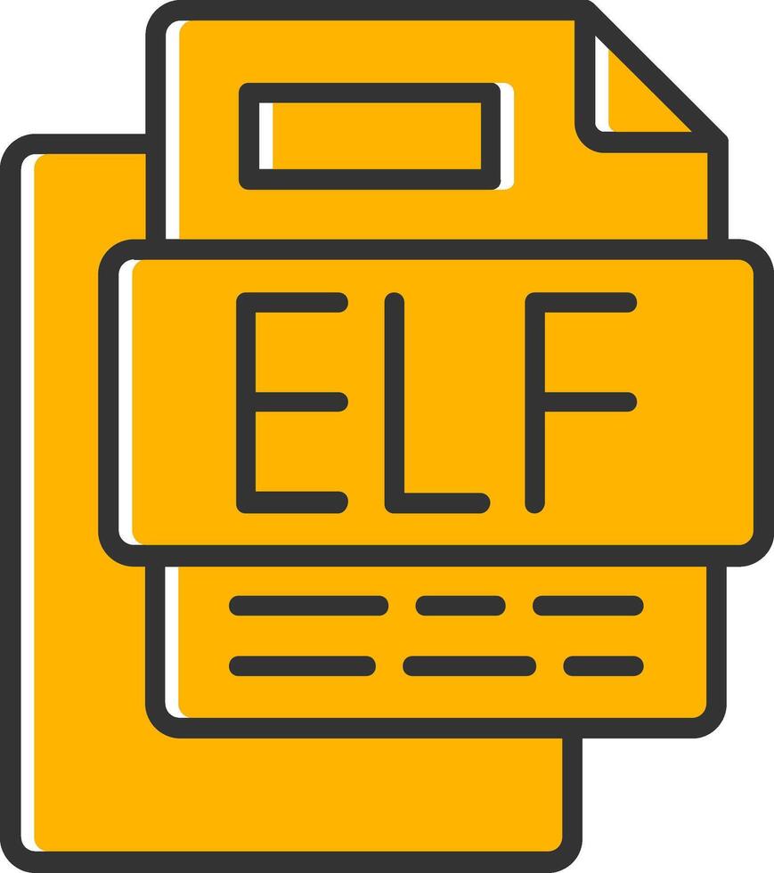 ELF File Line Filled Slip Icon vector
