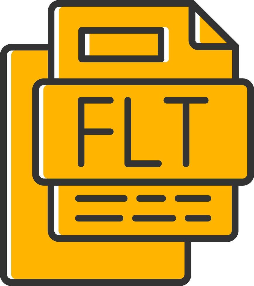Flt File Line Filled Slip Icon vector