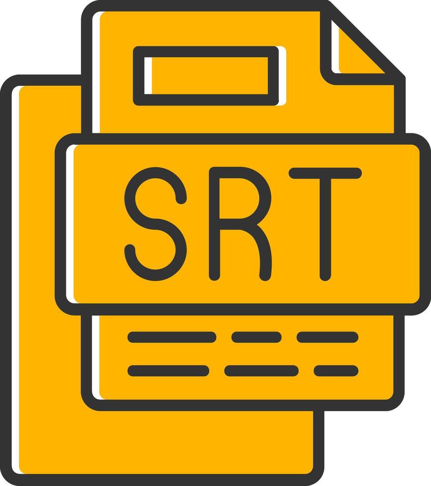 SRT File Line Filled Slip Icon vector