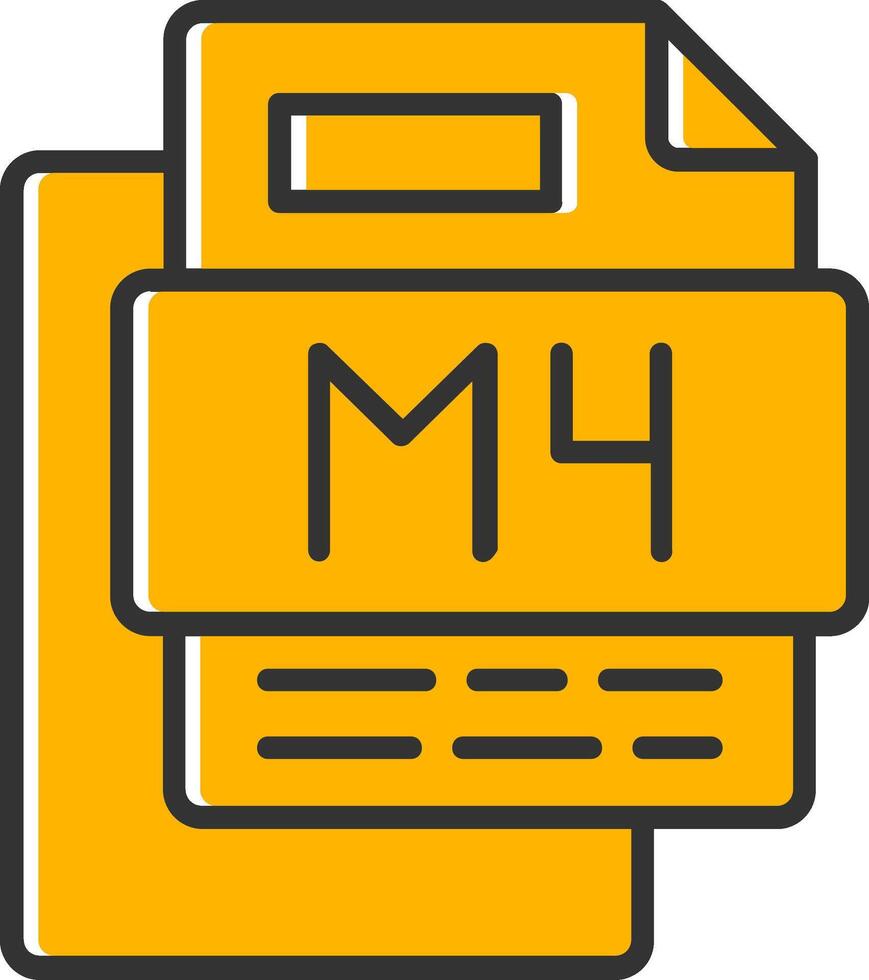 M4 File Line Filled Slip Icon vector