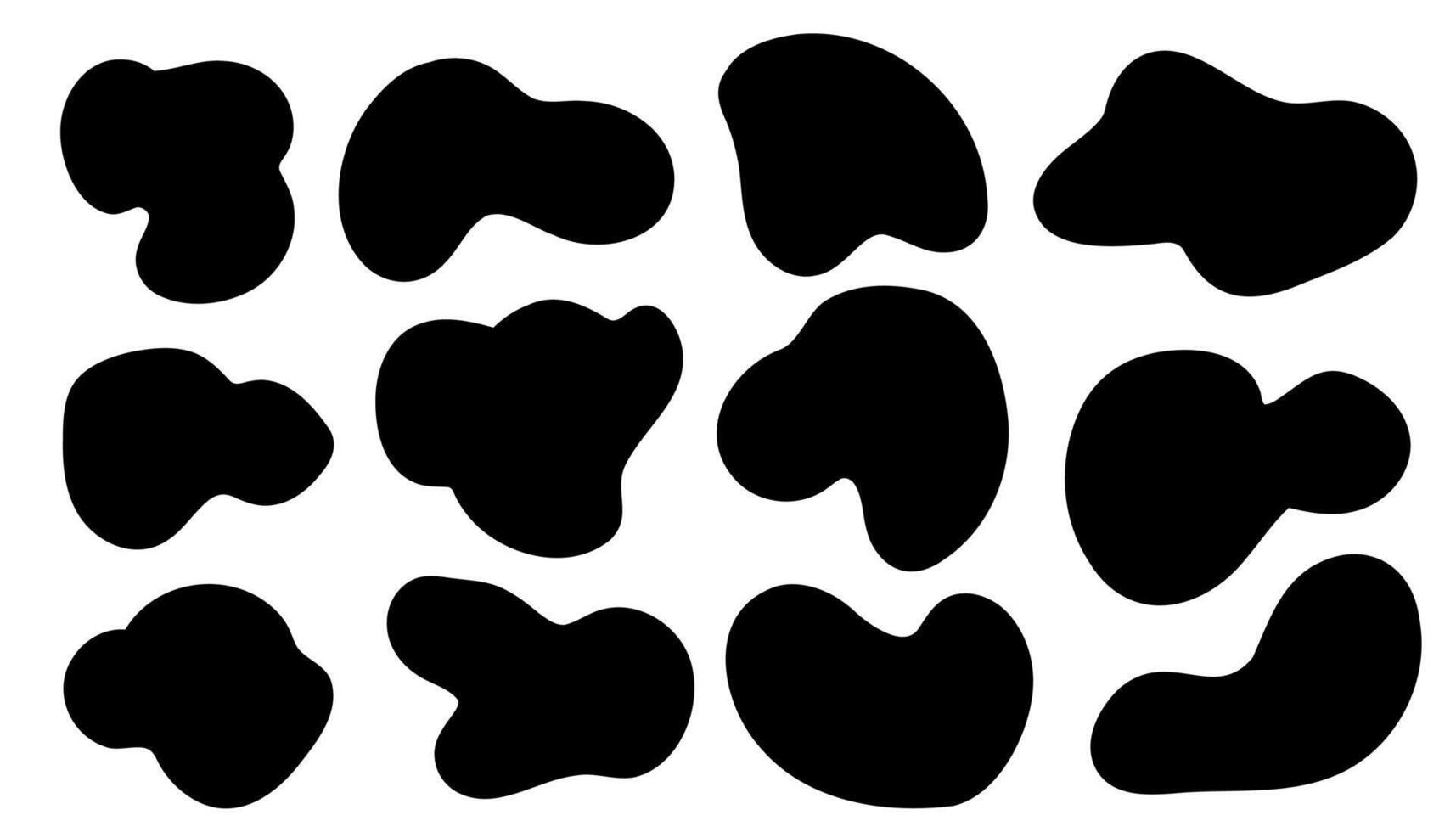 Irregular black blob shape asymmetric. illustration set. vector