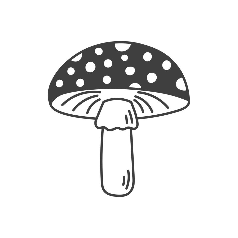 Fly Agaric Mushroom Doodle Line Icon vector