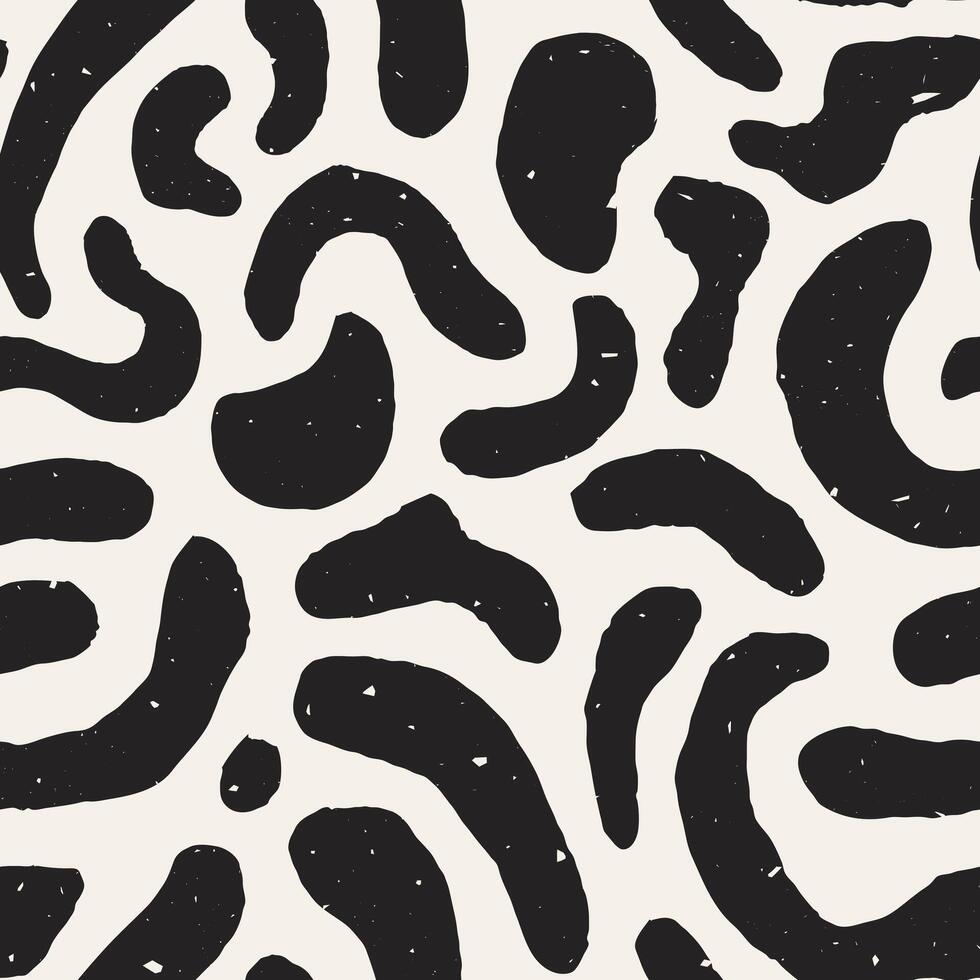 Black and white Spotted Seamless Pattern with grunge effect vector