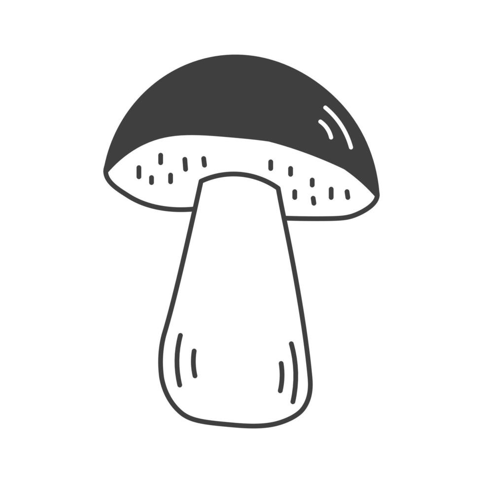 Capercaillie Cep Mushroom Doodle Line Icon vector