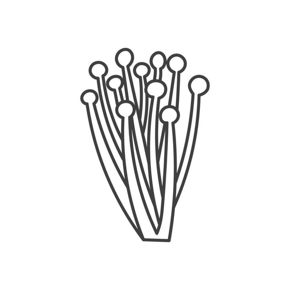Enokitake Mushroom Doodle Line Icon vector