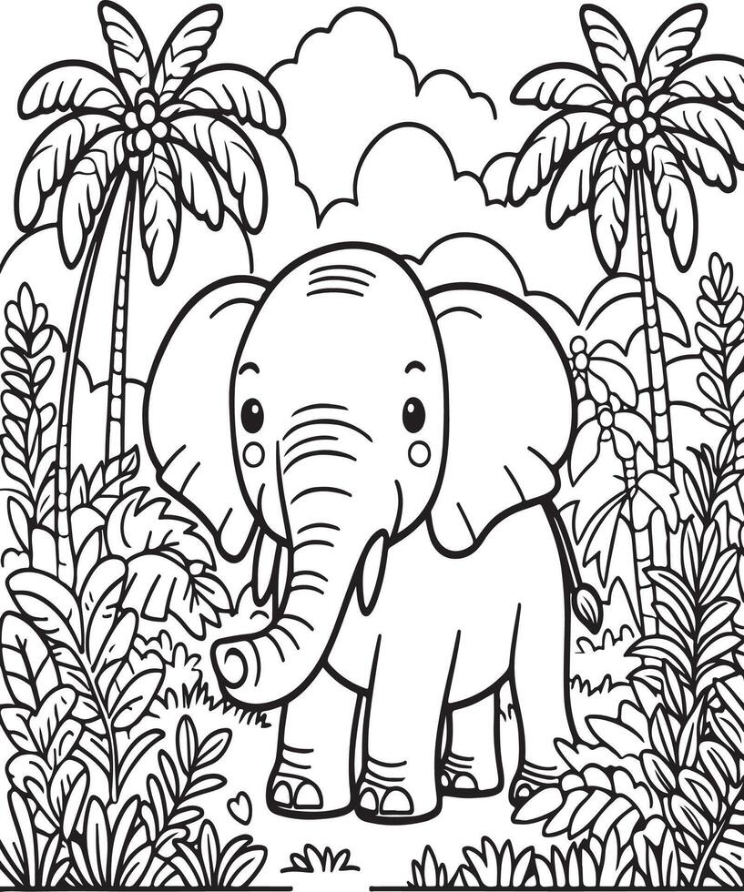 elephant coloring book coloring page for adult vector