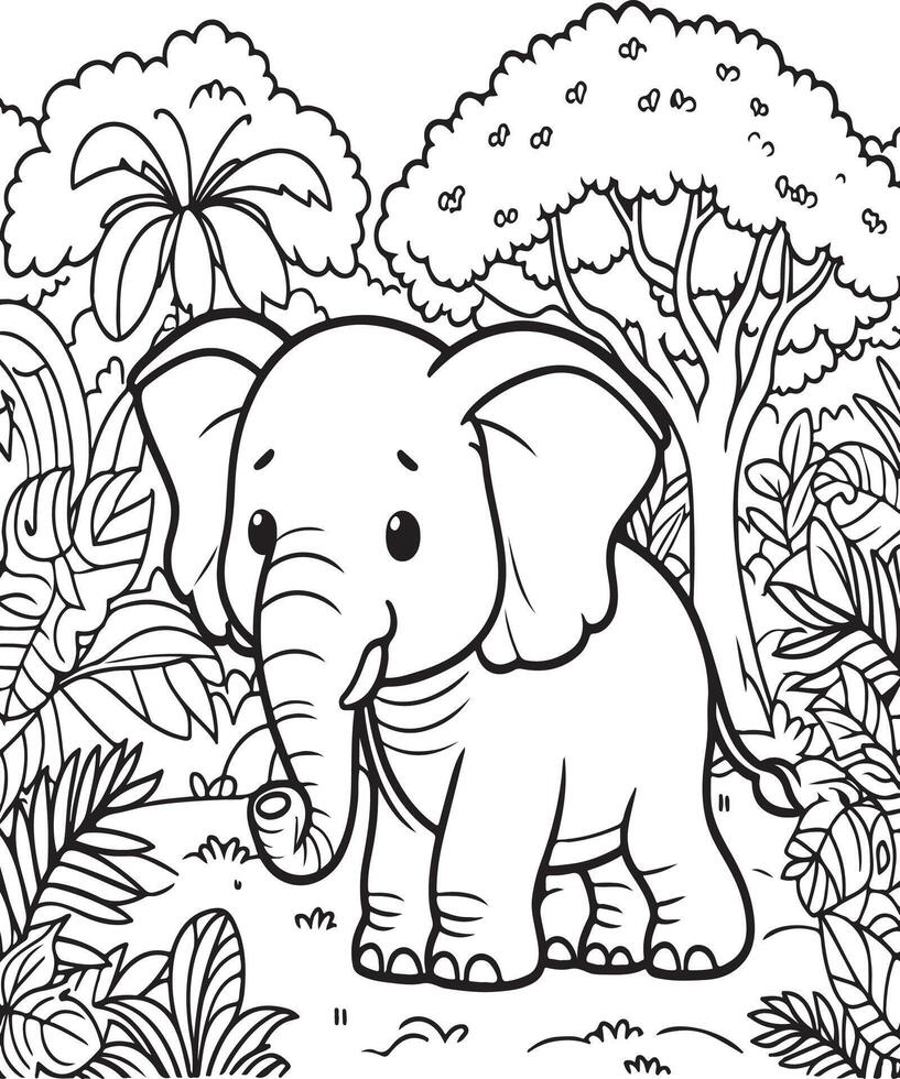 elephant coloring book coloring page for adult vector