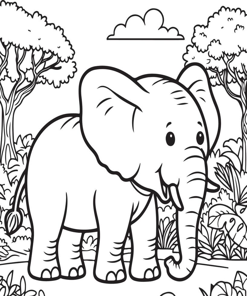 elephant coloring book coloring page for adult vector