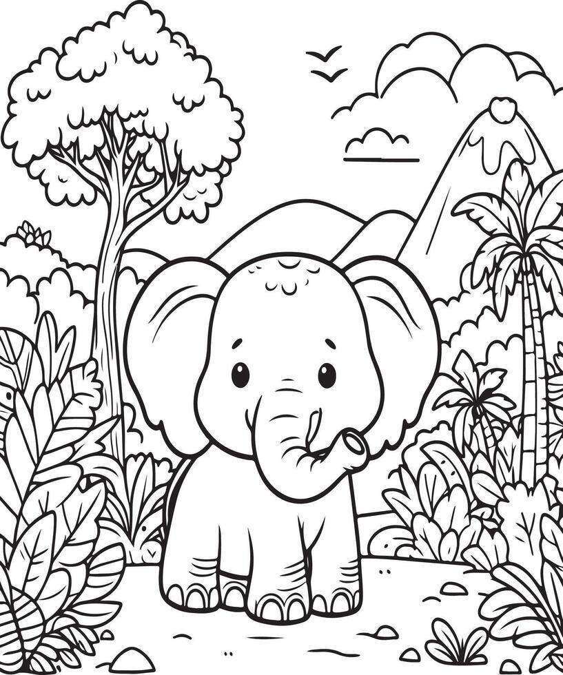 elephant coloring book coloring page for adult vector