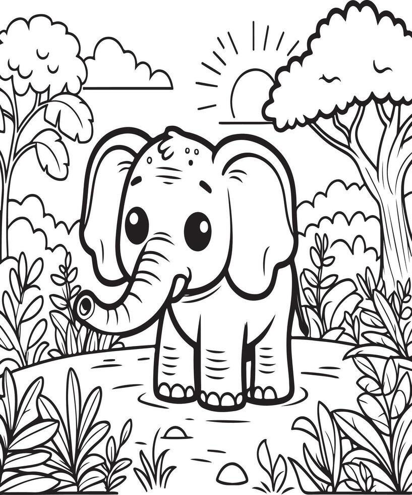 elephant coloring book coloring page for adult vector
