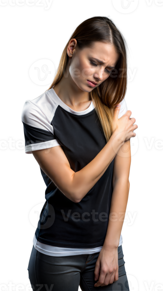 Woman Holding Her Shoulder in Pain png