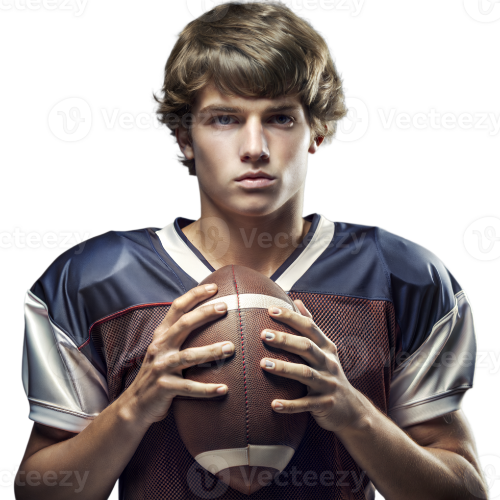 Young Male Football Player Holding a Football png