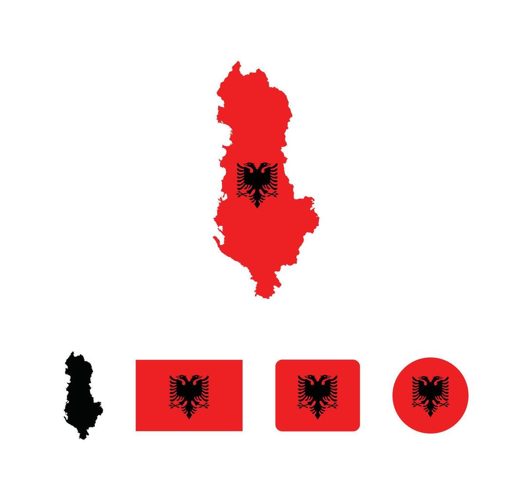 Albania flag. Set of Albania Flags Collection. vector