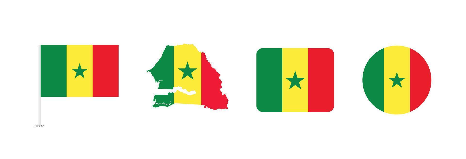 Senegal flag. Set of Senegal Flags Collection. vector