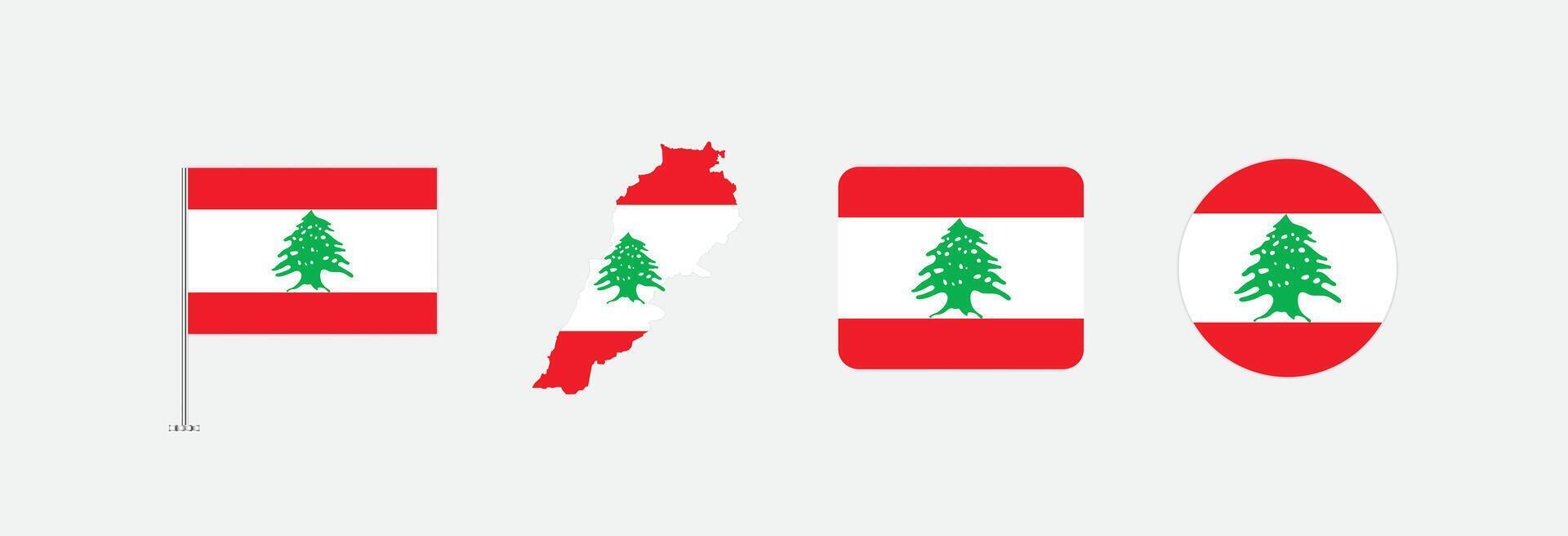 Lebanon flag. Set of Lebanon Flags Collection. vector