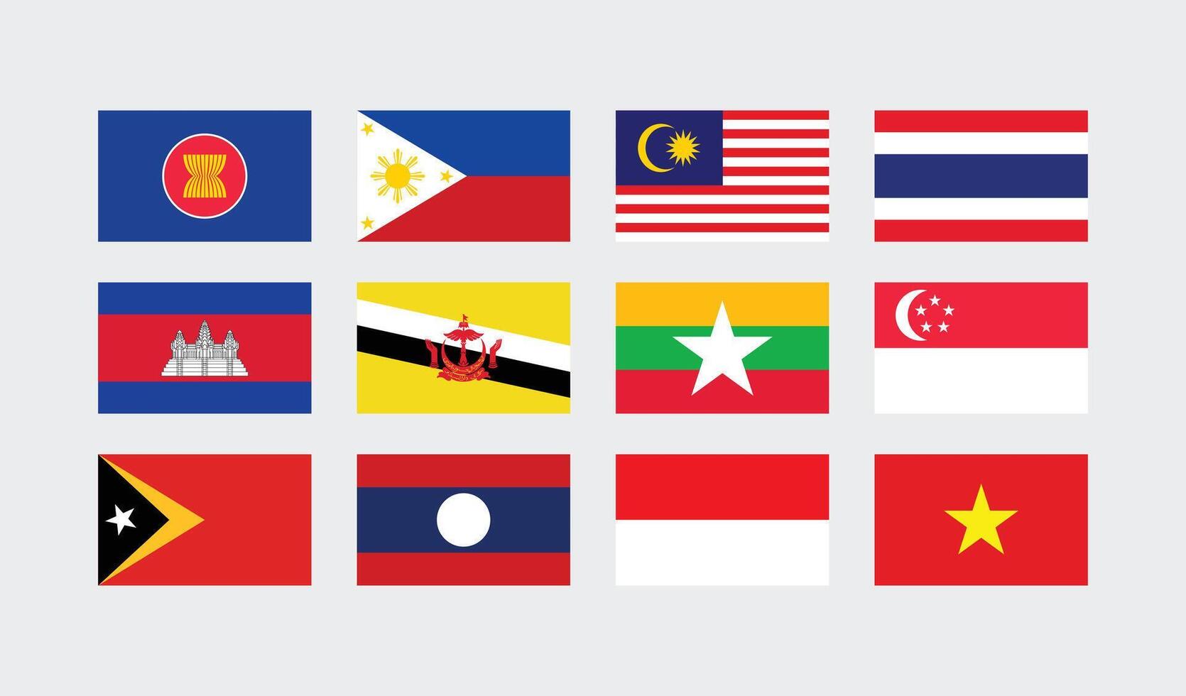 National Flag of All ASEAN Countries. Set of ASEAN country Flag. vector