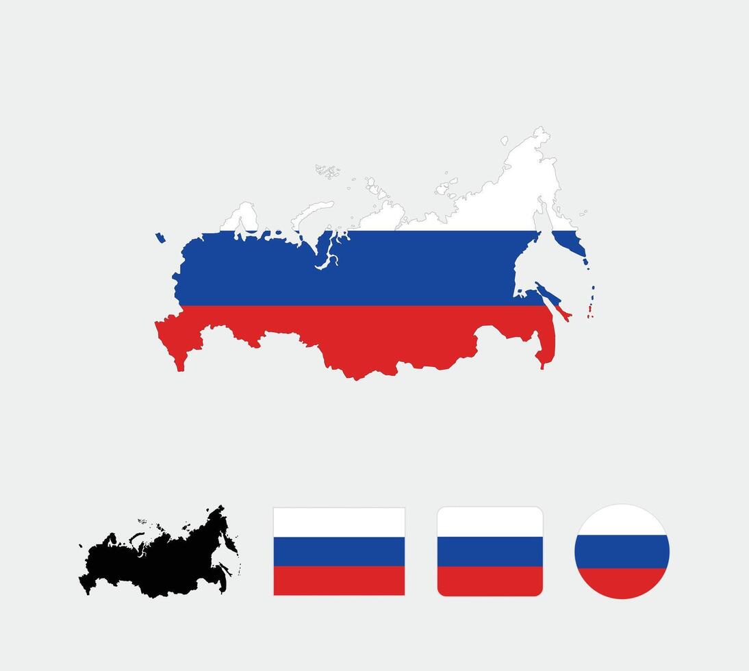 Russia flag. Set of Russia Flags Collection. vector