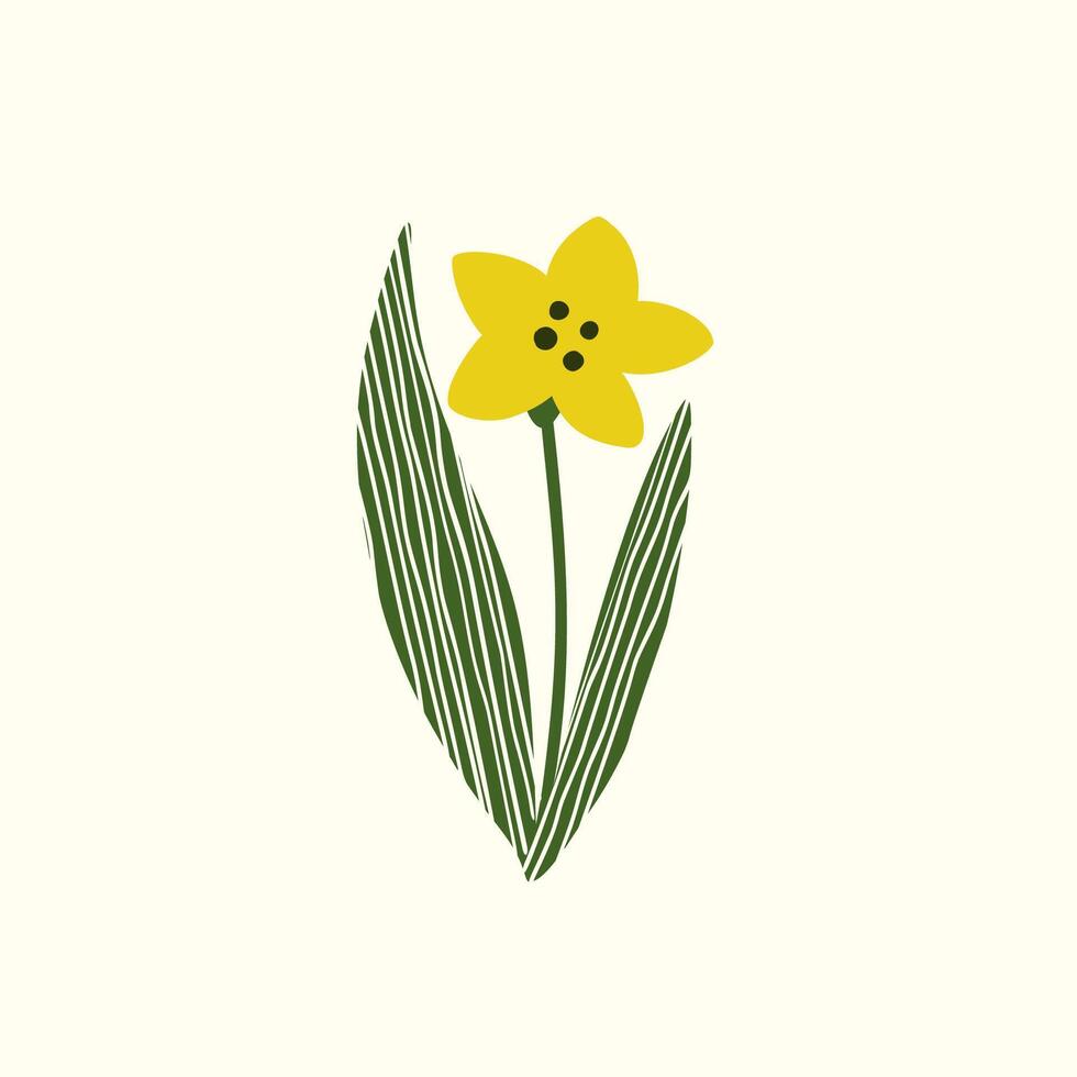 Abstract daffodil flower Illustration in a Simple and Modern Style isolated vector