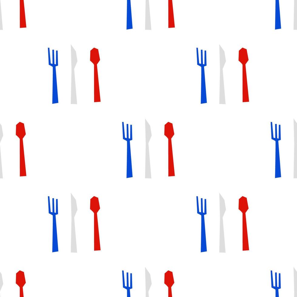 Seamless pattern with Fork Table knife and Spoon shape in cutout style on white background vector