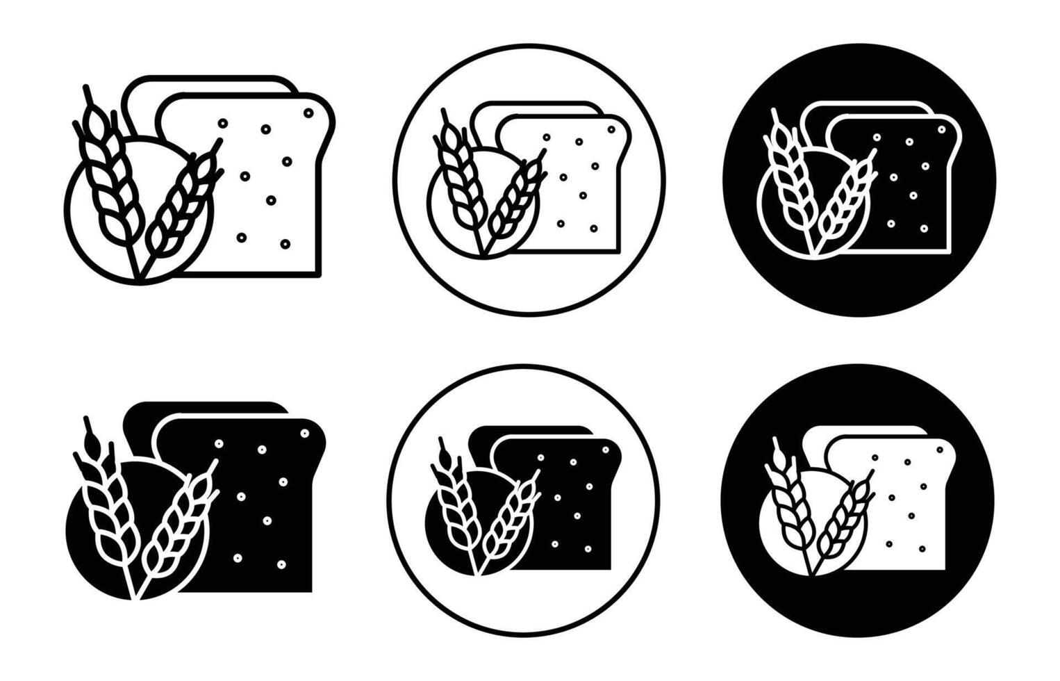 Slice of a wheat bread icon logo collection set vector