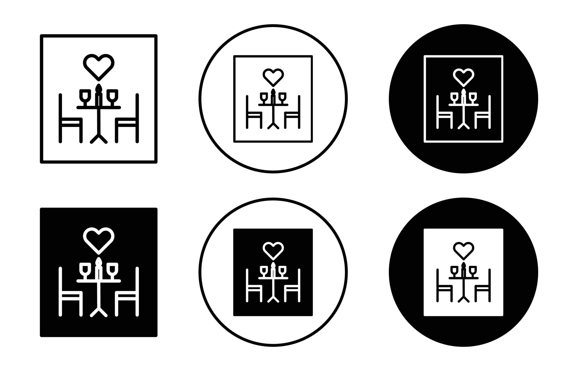 Romantic dinner icon logo collection set 47418748 Vector Art at Vecteezy