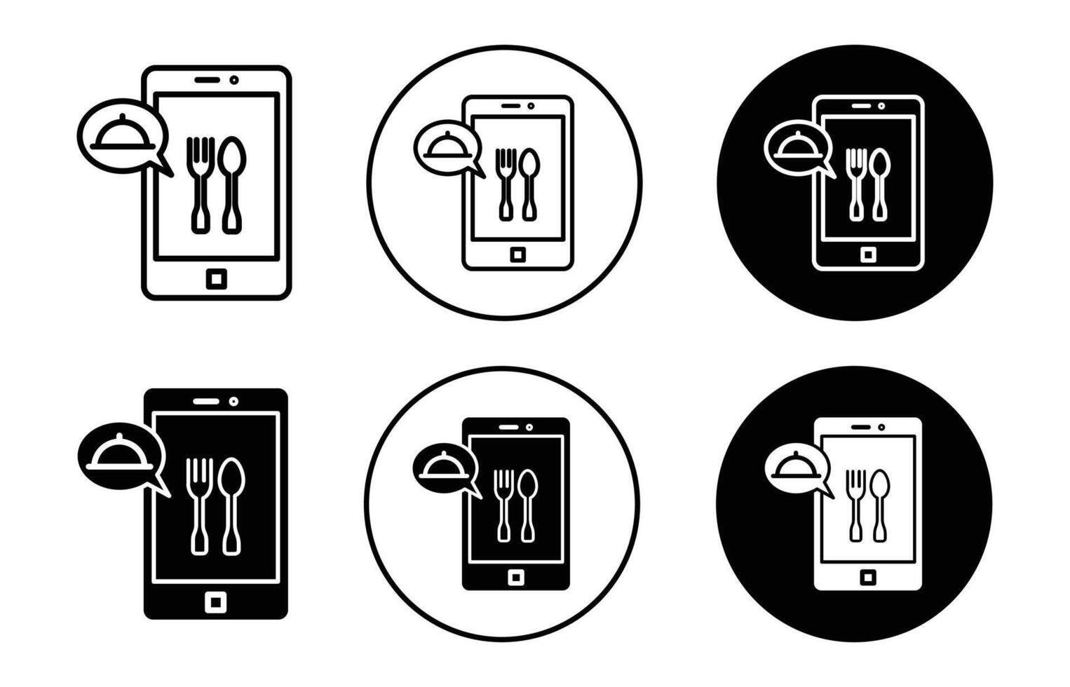 Mobile food ordering icon logo collection set vector