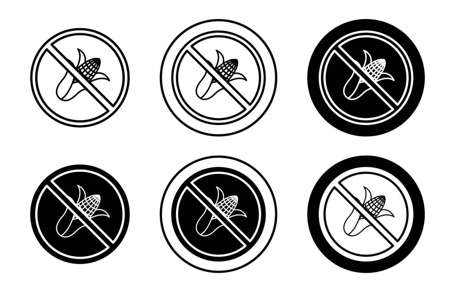No Corn sign icon logo collection set vector