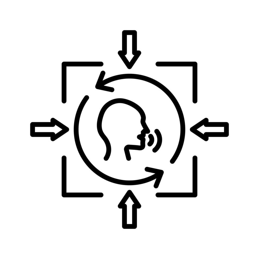 Voice command control Icon Outline flat Icon vector