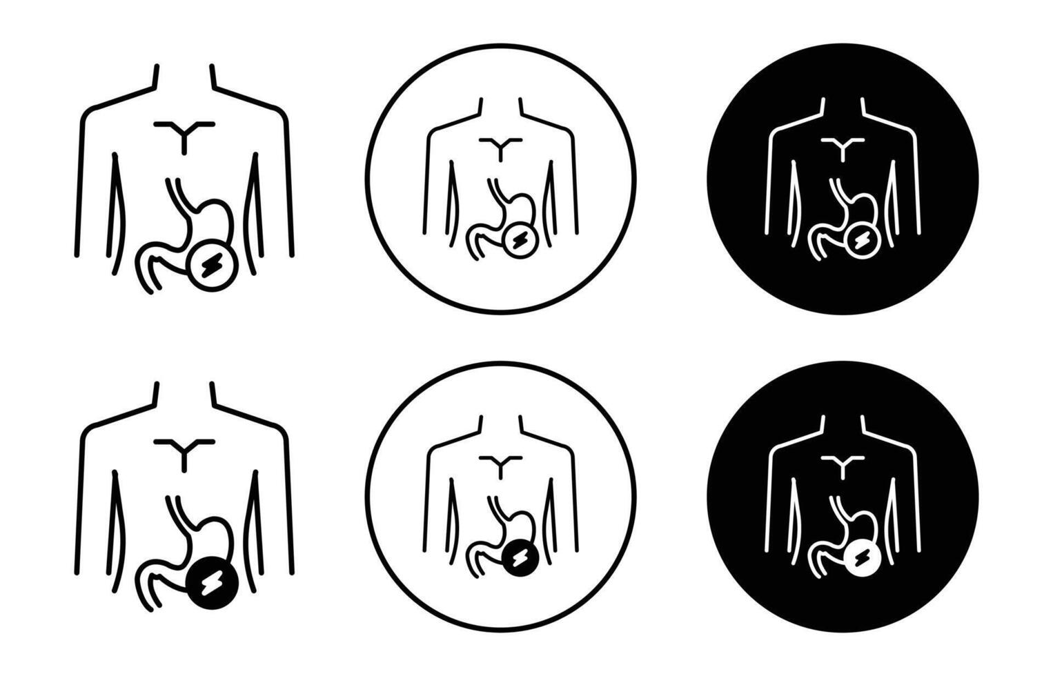Stomach pain line icon Outline flat Icon vector