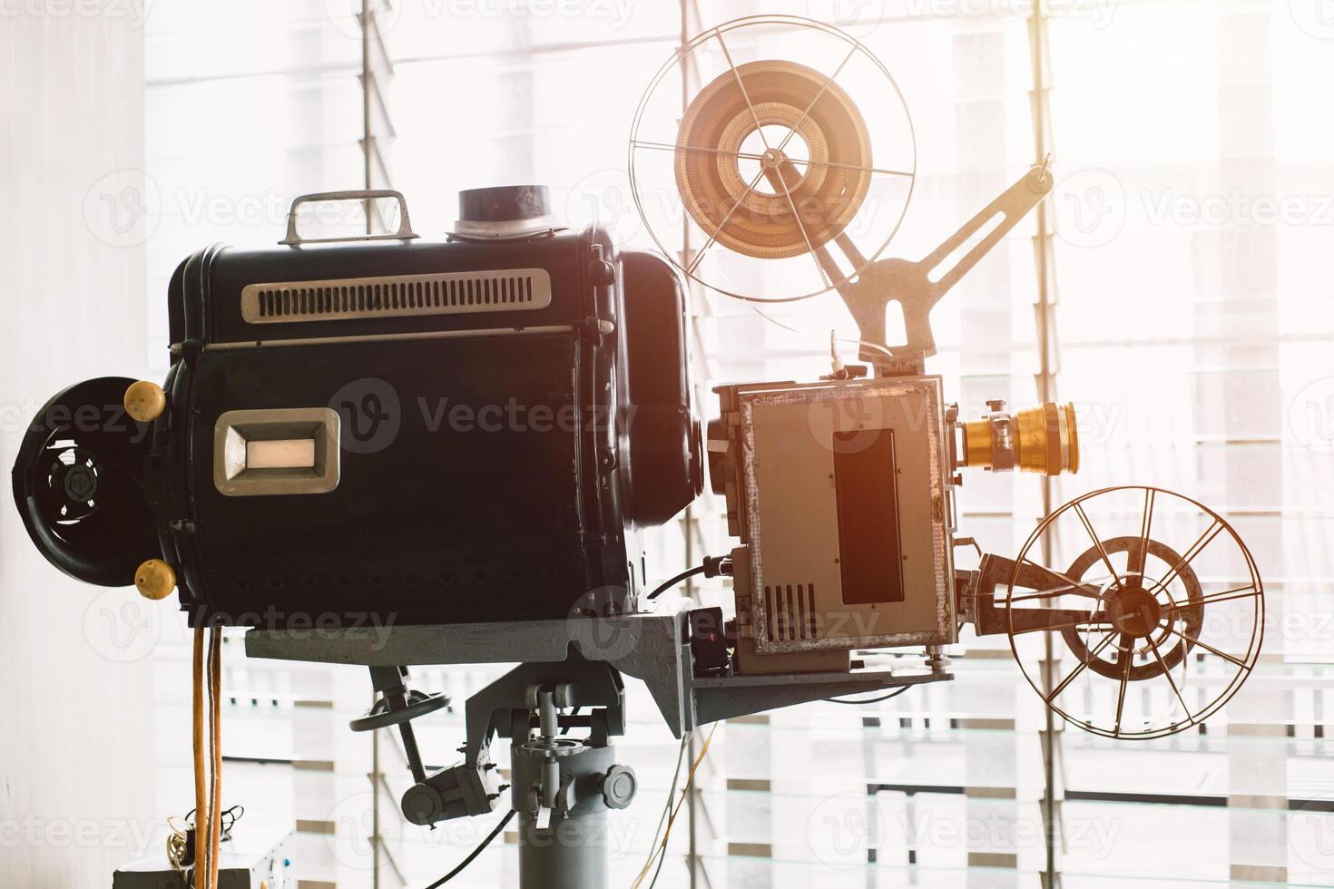Movie film projector in Cinema old historic vintage equipment in cinema industry photo