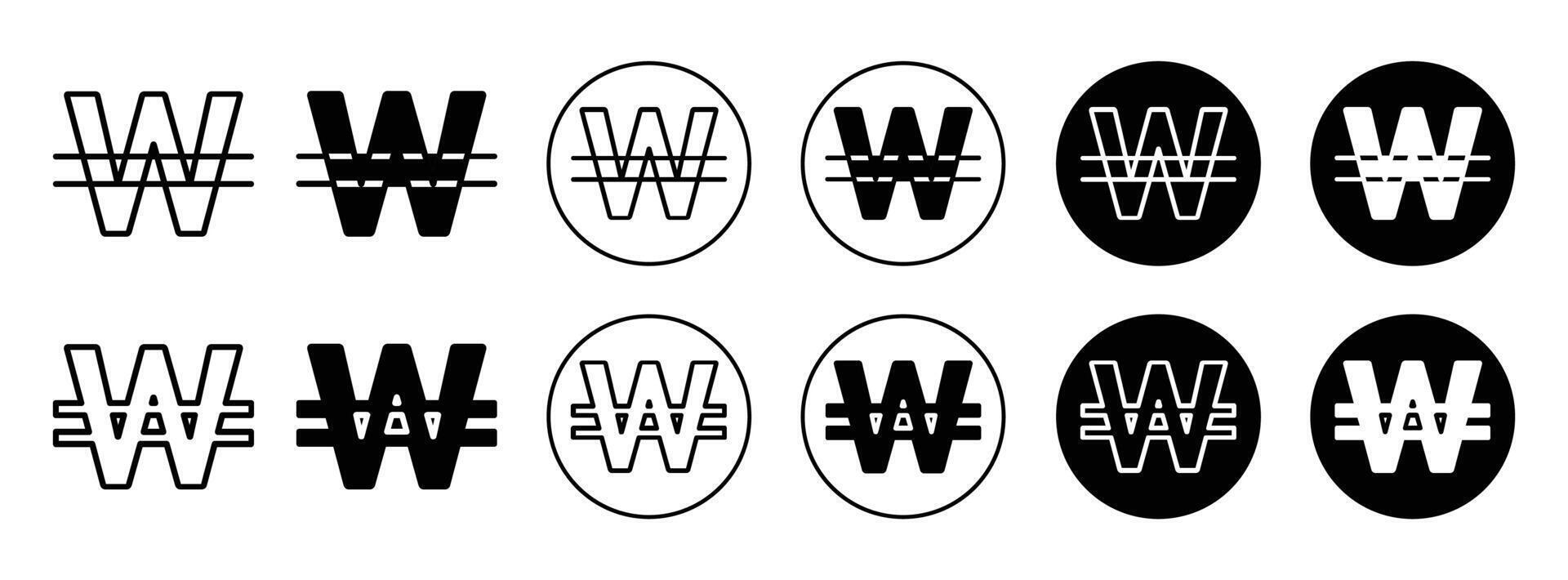 Korean won symbol icon Outline flat Icon vector