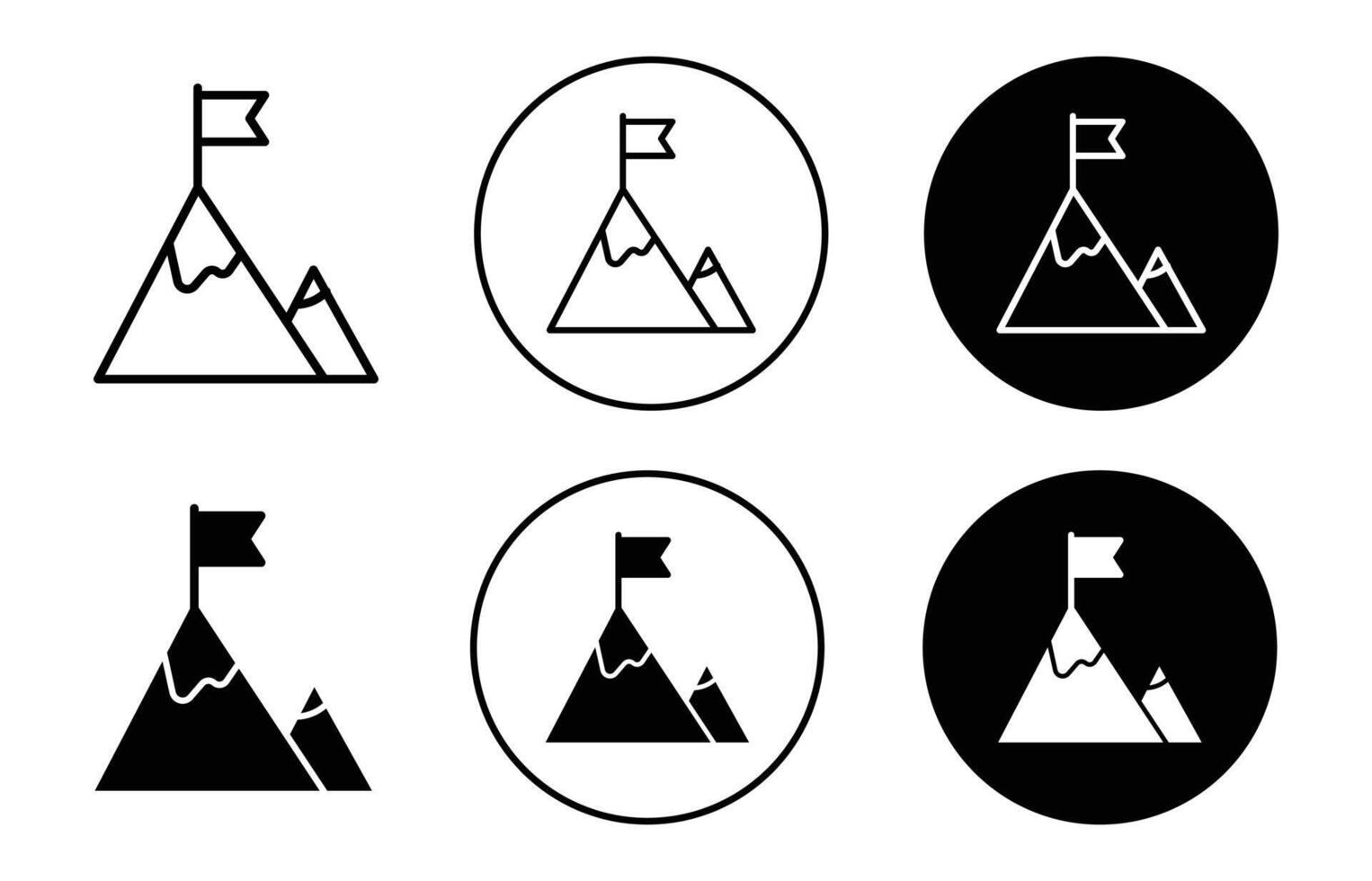 Flag on mountain top icon vector