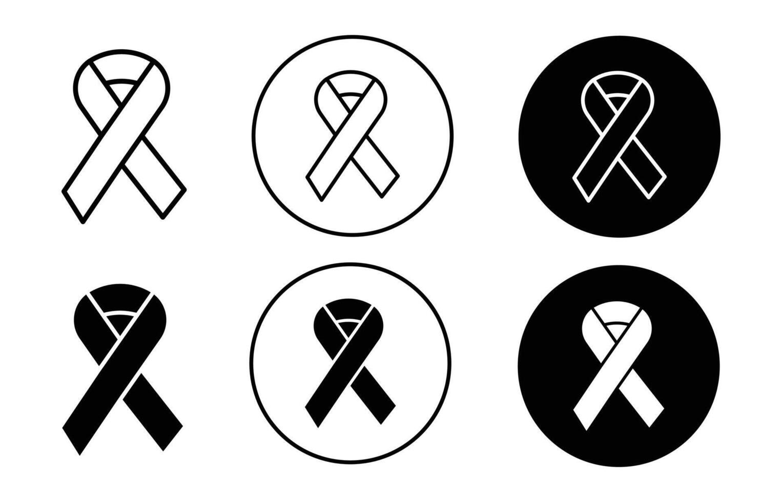 cancer ribbon icon Outline flat Icon vector