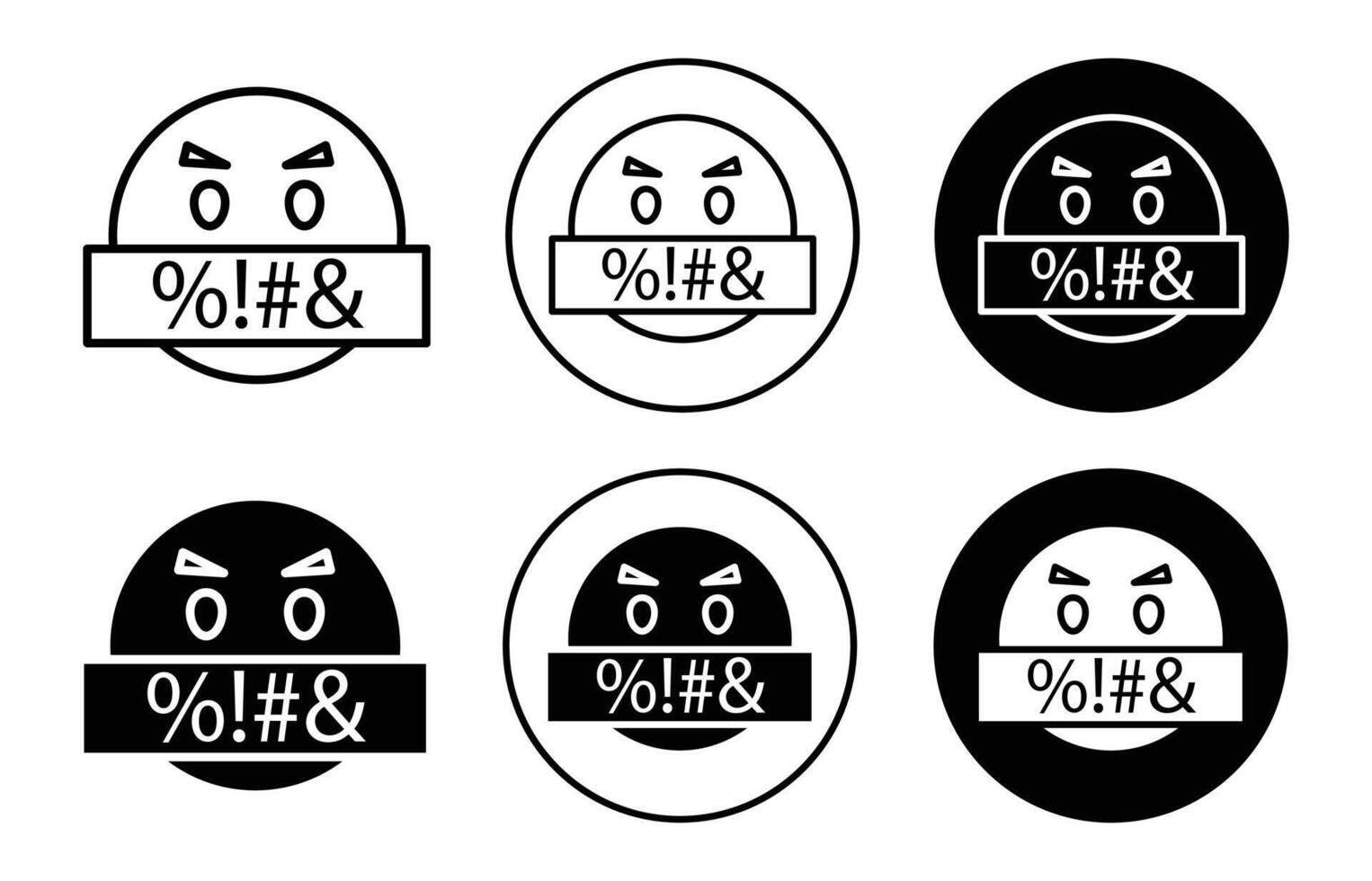 Swear face expression icon Outline flat Icon vector