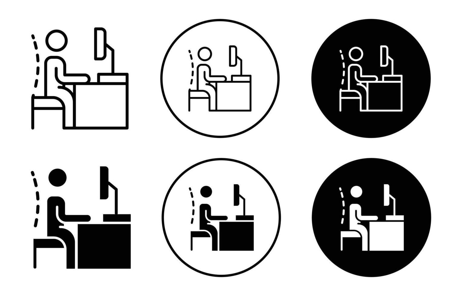 posture proper on office chair Icon Outline flat Icon vector