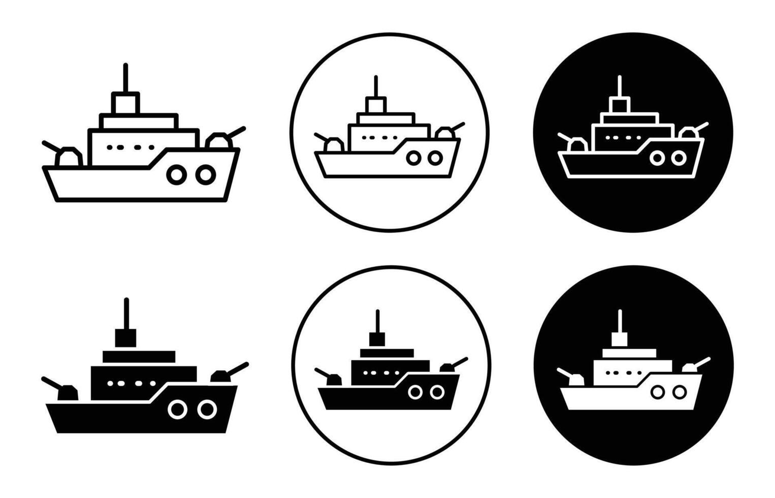warship icon Outline flat Icon vector
