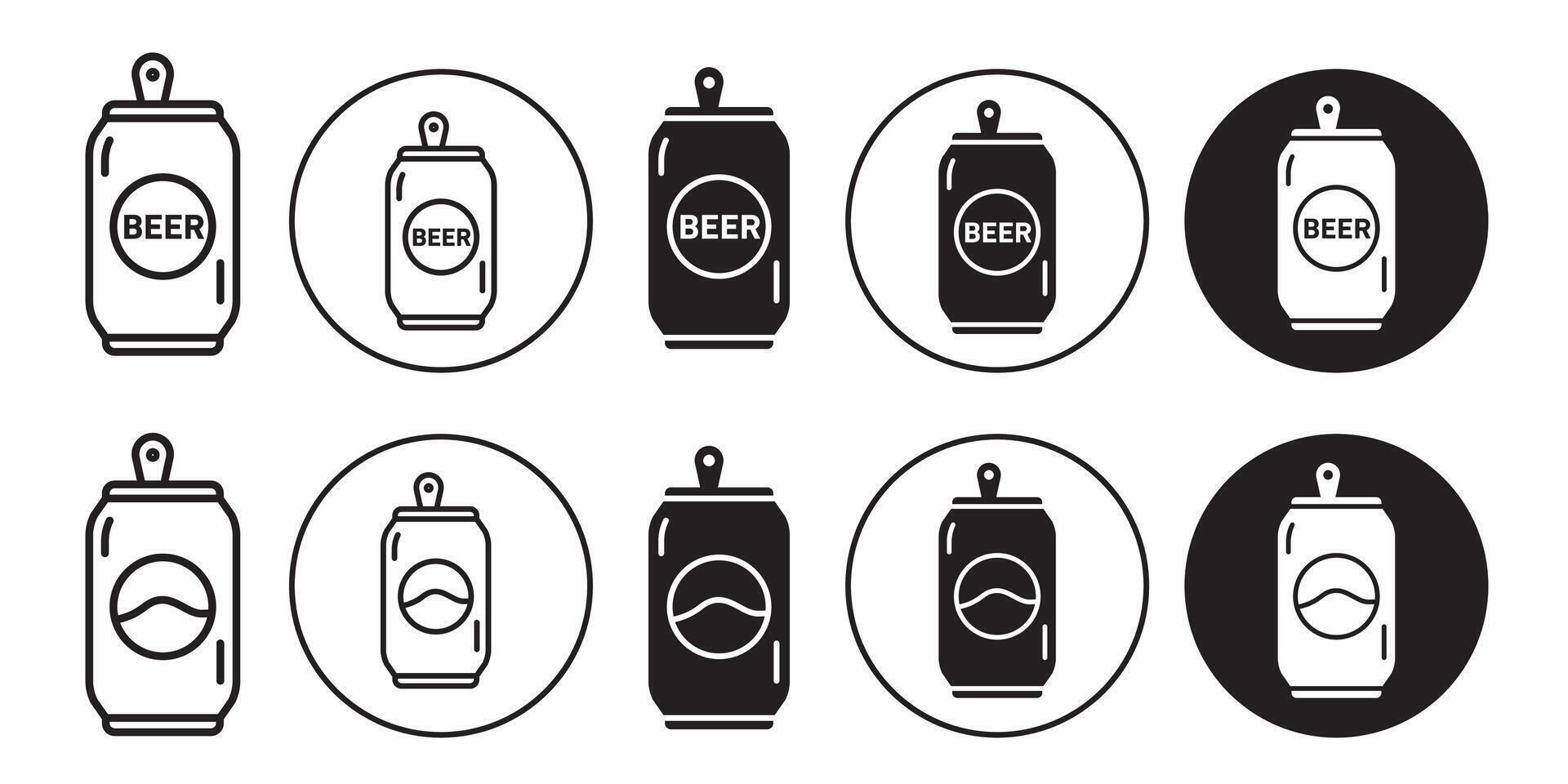 Tin can icon set collection for web vector