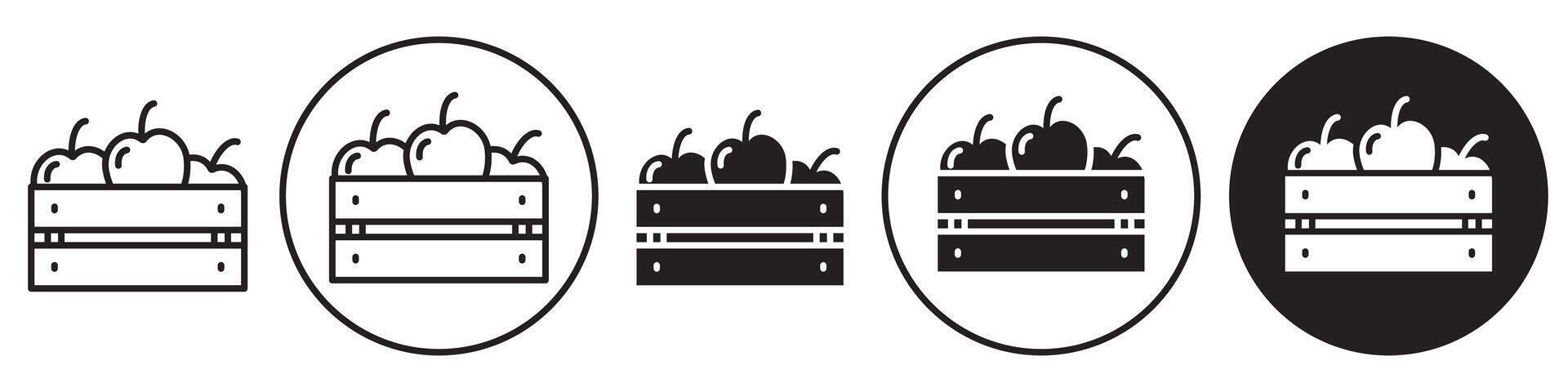 Harvest Wooden Box Icon set collection for web vector