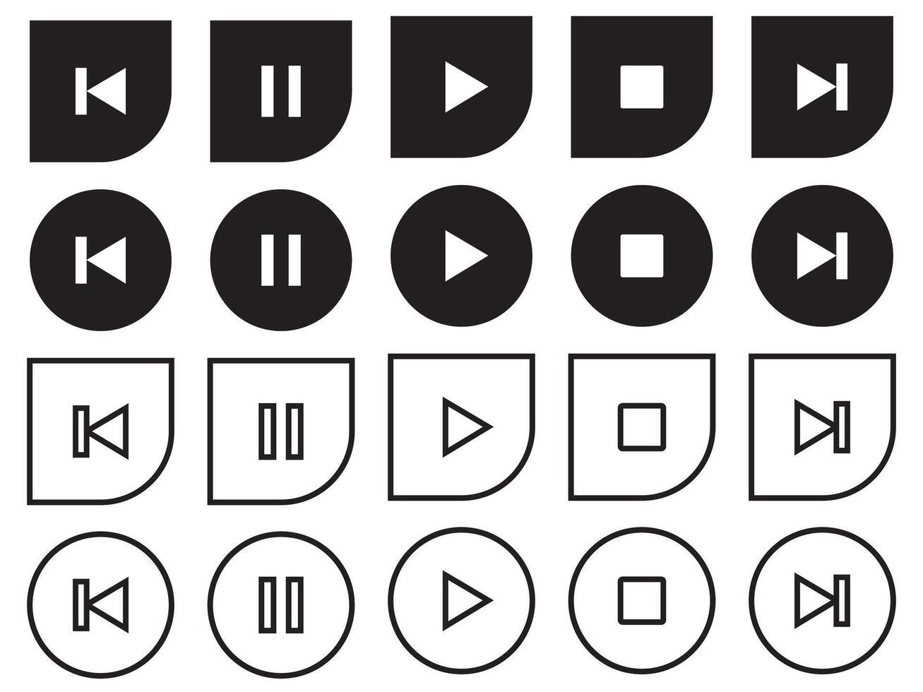 Media Player Icon set collection for web vector