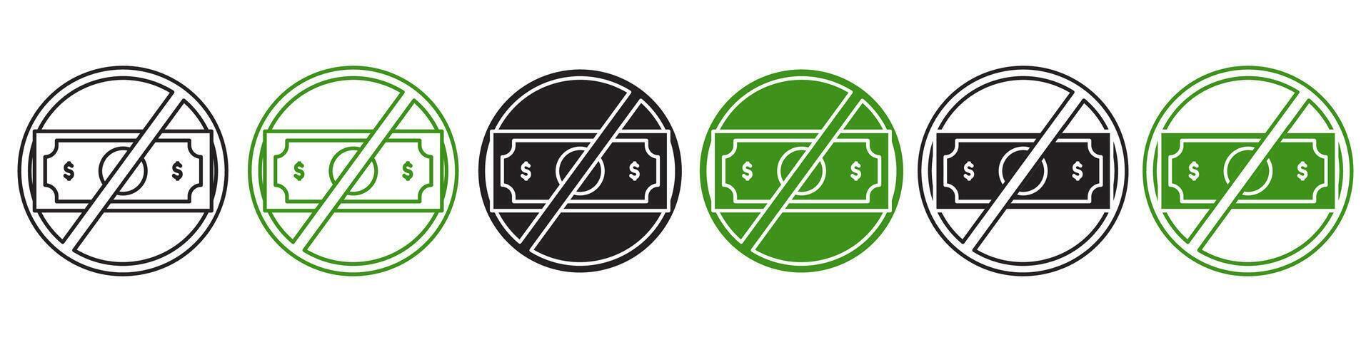 No Money Icon set collection for web vector